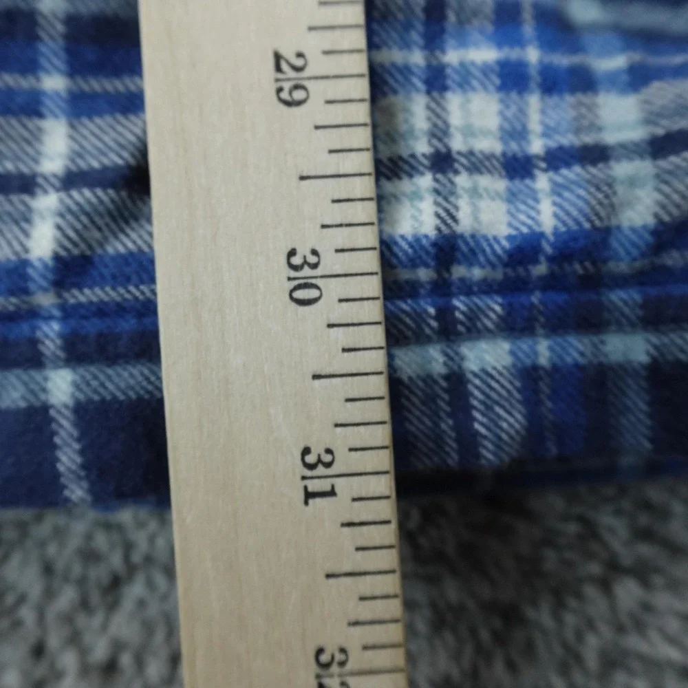 LL‎ Bean Jacket Mens L Blue Plaid Fleece Lined Flannel Shirt Shacket Button Up